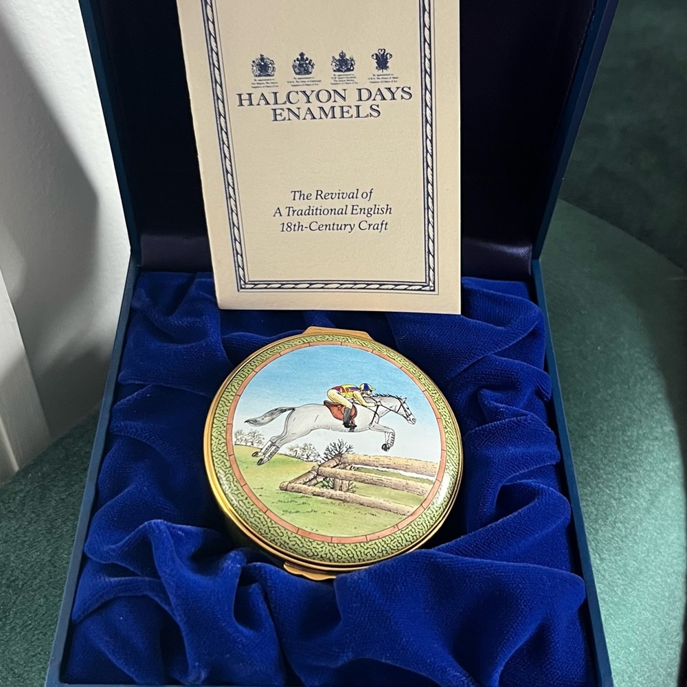 Halcyon Days Enamel Box with Equestrian Design - Dressage - Jumping